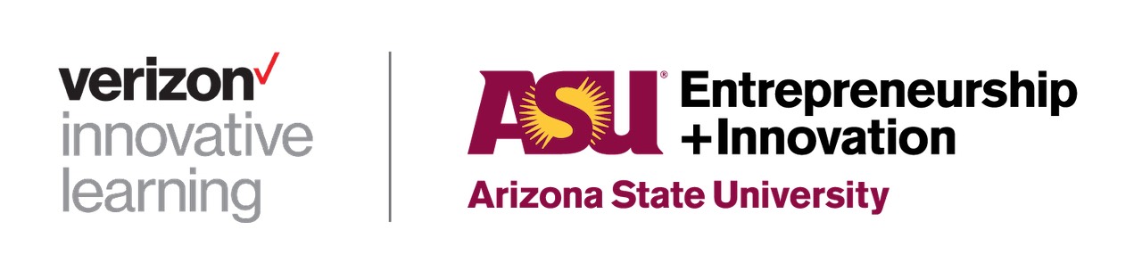 Verizon innovative learning and arizona state university entrepreneuership and innovation graphic with text