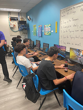 Students using computers