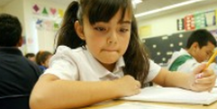 photo of a student at work in a classroom